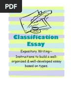 Classification Essay Instruction With Pre Writing Activities