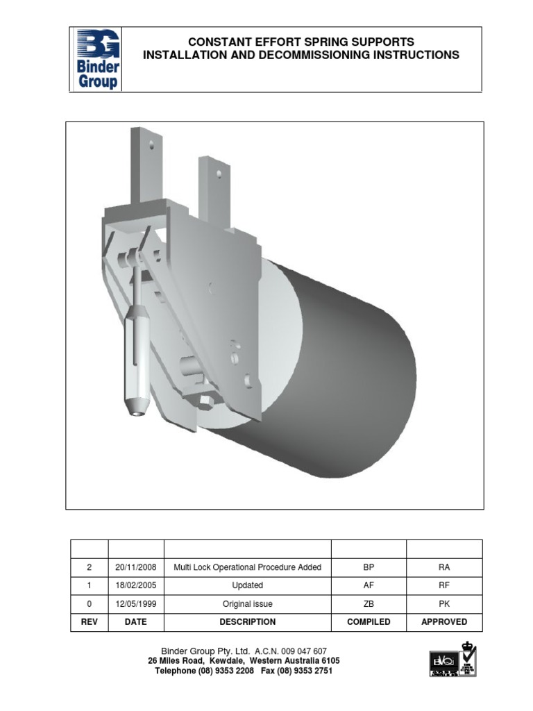 Constant Effort Spring Support Guide | PDF | Lock (Security Device ...