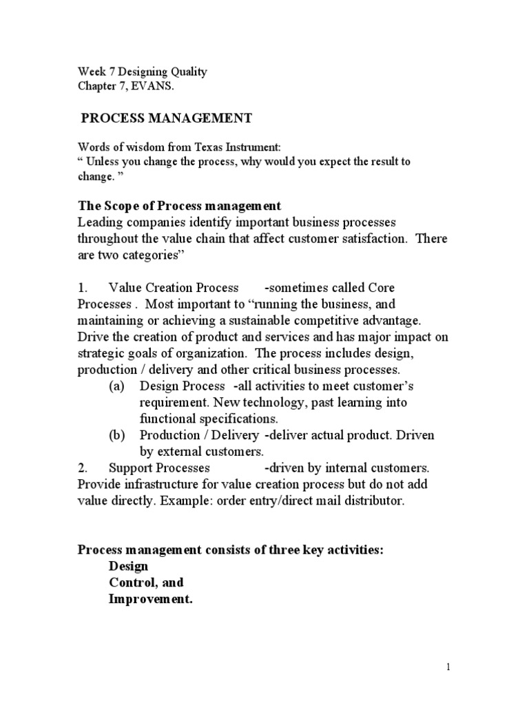 Process Management for Quality Improvement | PDF | Business