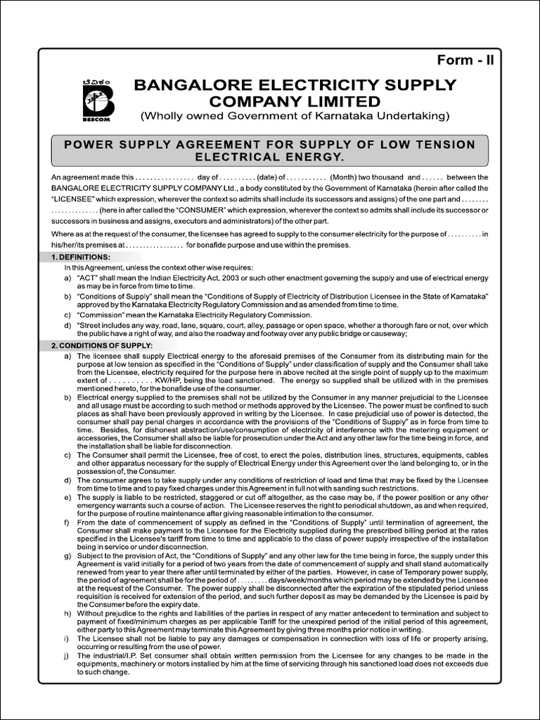 Power Supply Agreement