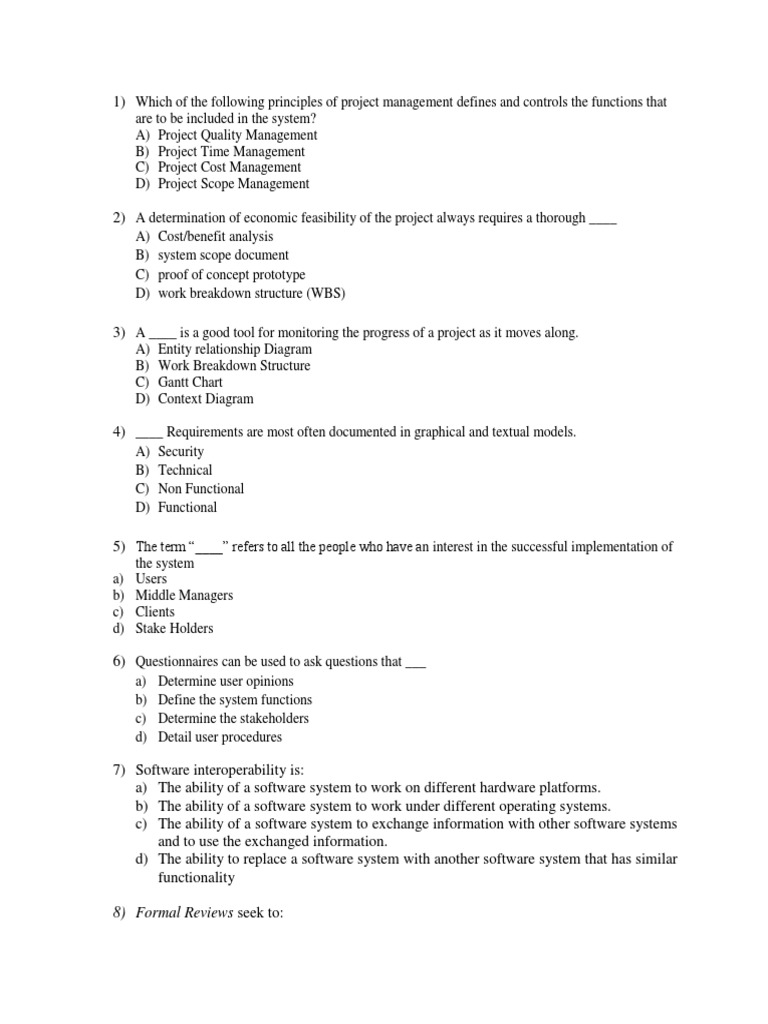 MCQ S Project Management | PDF | Project Management | Production And ...