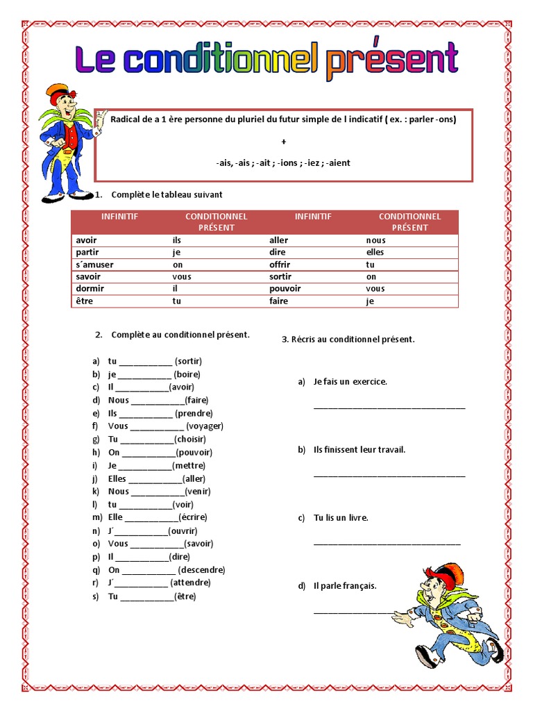 Exercices sur le conditionnel présent | PDF | Arts du langage et ...