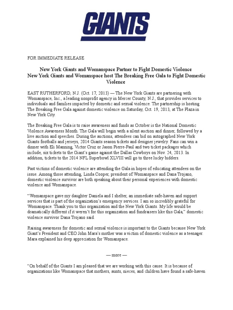 Press Release New York Football Teams