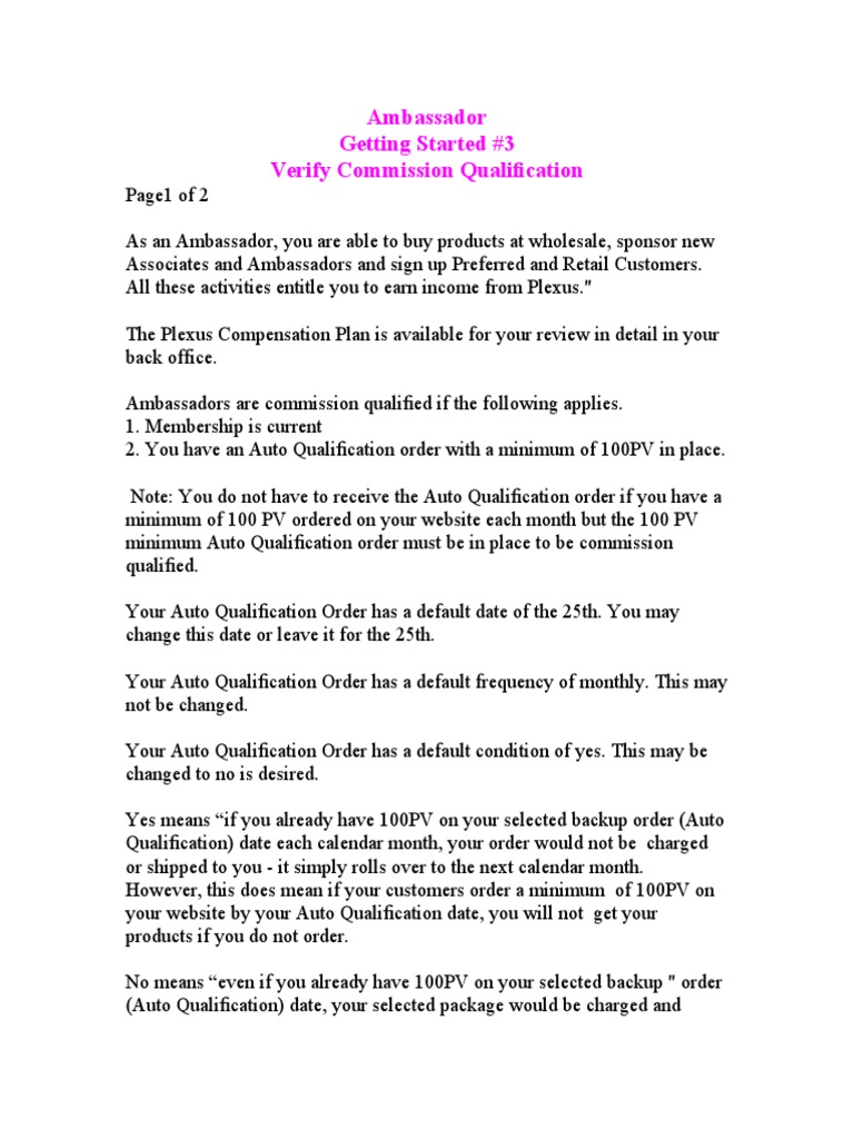Verify Your Plexus Commission Qualification | PDF | Business