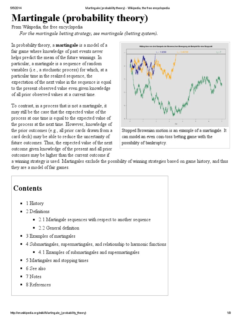 Martingale (Probability Theory) - Wikipedia, The Free Encyclopedia ...