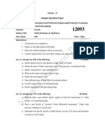 Scheme – E Sample Question Paper for Fluid Mechanics & Machinery