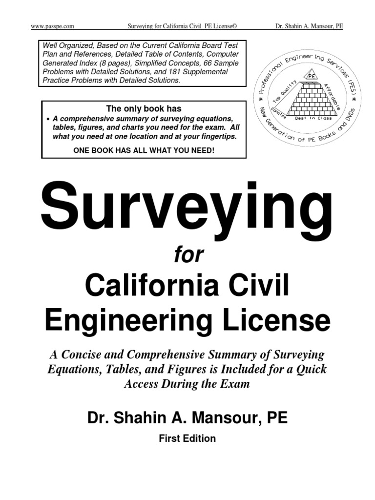 Workbooks civil engineering fe exam preparation workbook : Surveying TOC | Surveying | Engineering