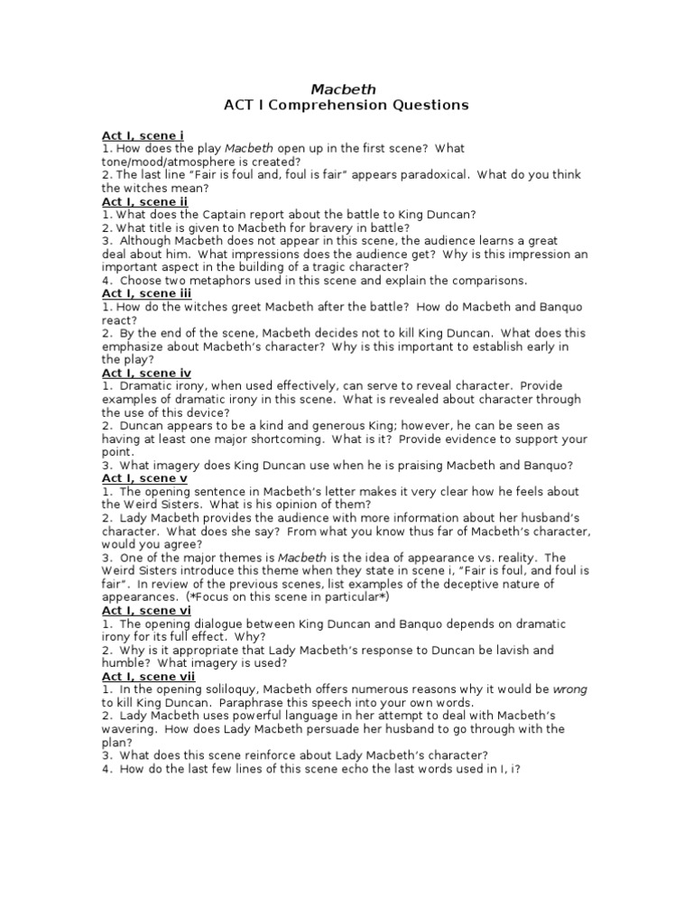 Macbeth Act 1 Questions And Answers