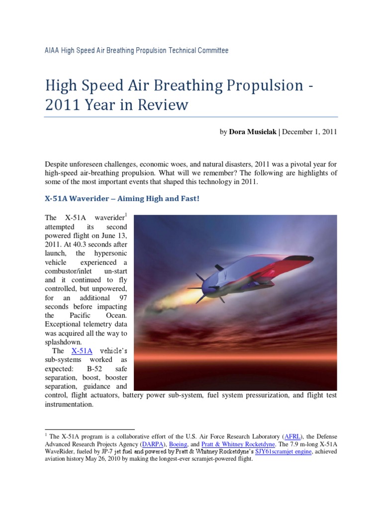 High Speed Air Breathing Propulsion - 2011 Year in Review | PDF ...