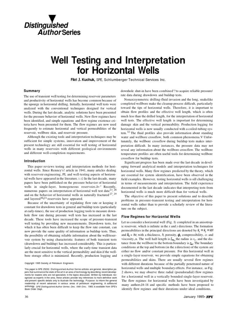 Well Testing and Interpretation For Horizontal Wells PDF | PDF ...