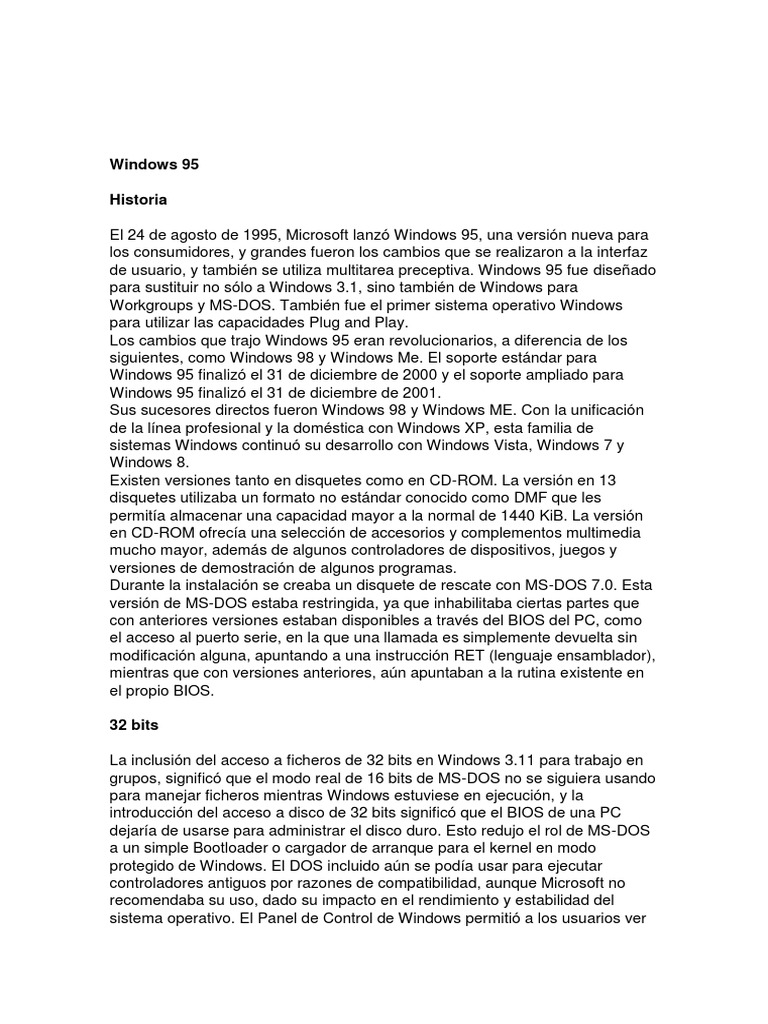 Windows 95 y 98 | PDF | Microsoft Windows | Compatibles con PC Ibm