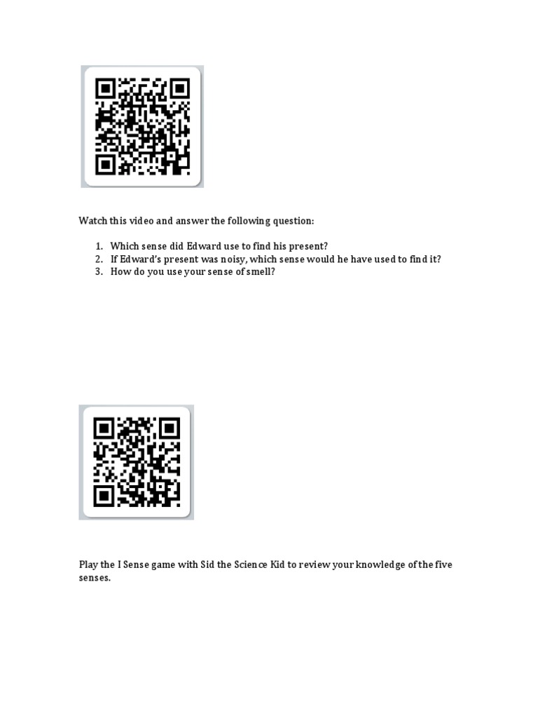 QR Quest PDF Senses Qr Code