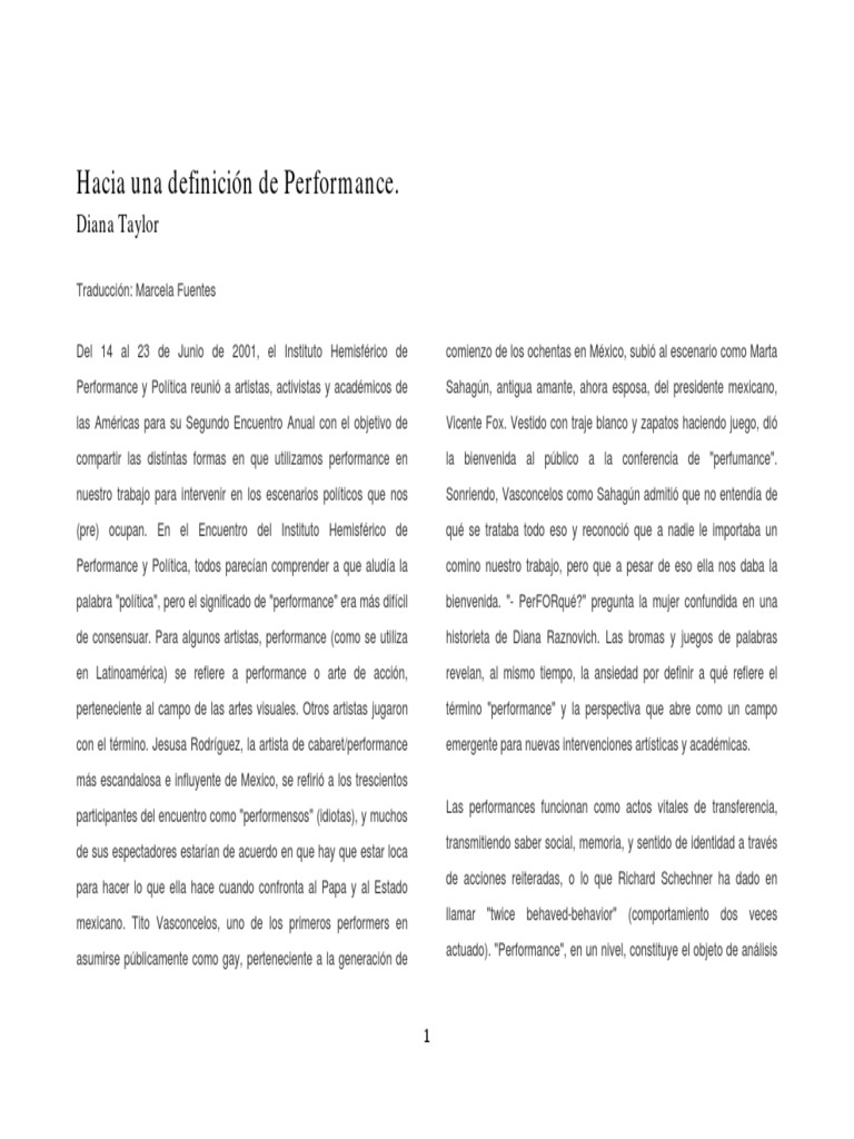 Definiendo Performance en las Artes | PDF | Verdad | Conocimiento