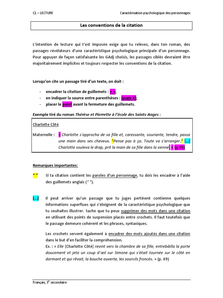 Les Conventions De La Citation