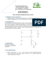 Amplificador Emisor Comun - Lab # 7