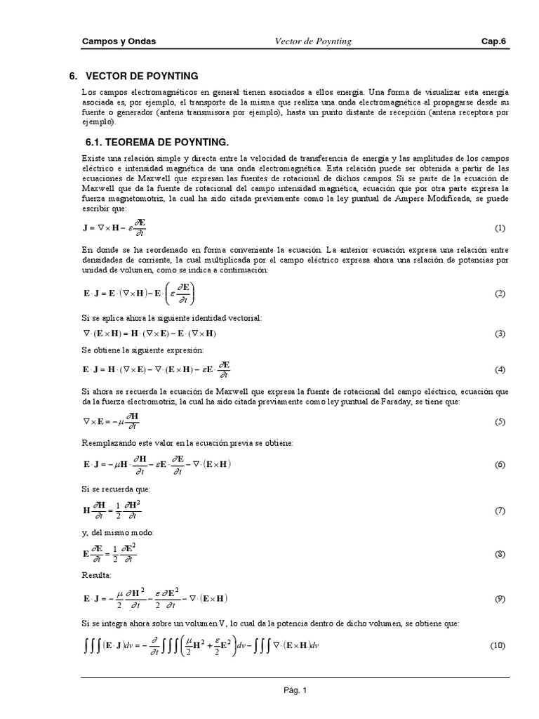 Vector de Poynting - Teorema Poynting | Olas | Corriente eléctrica