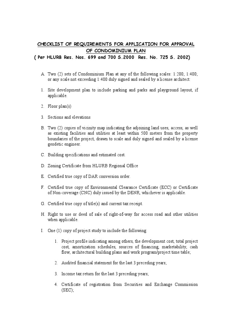 Checklist Requirements Approval Condominium PDF Identity Document Condominium