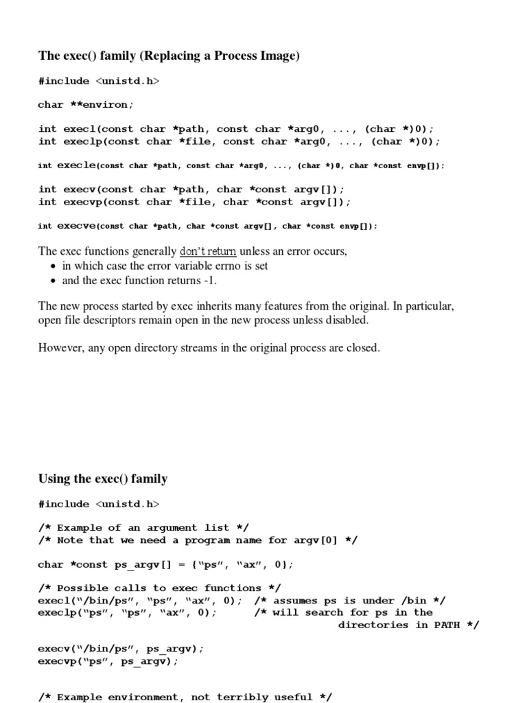 Understanding the exec() Family in C | PDF | Concurrent Computing ...
