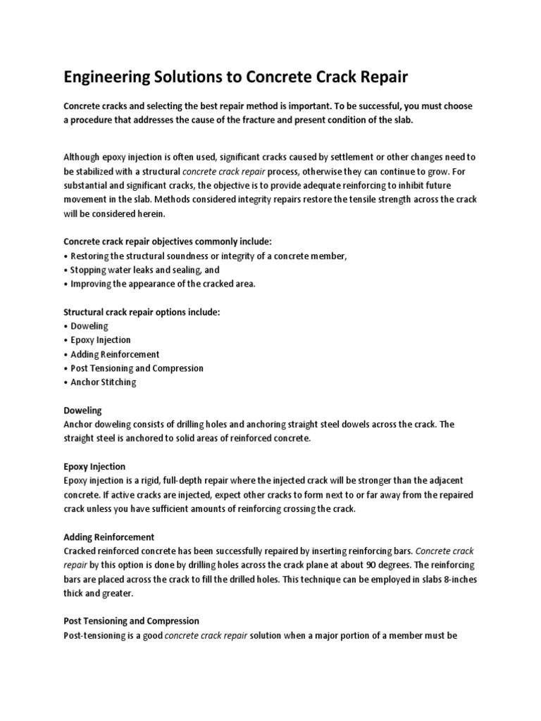 Engineering Solutions To Concrete Crack Repair PDF Fracture Concrete