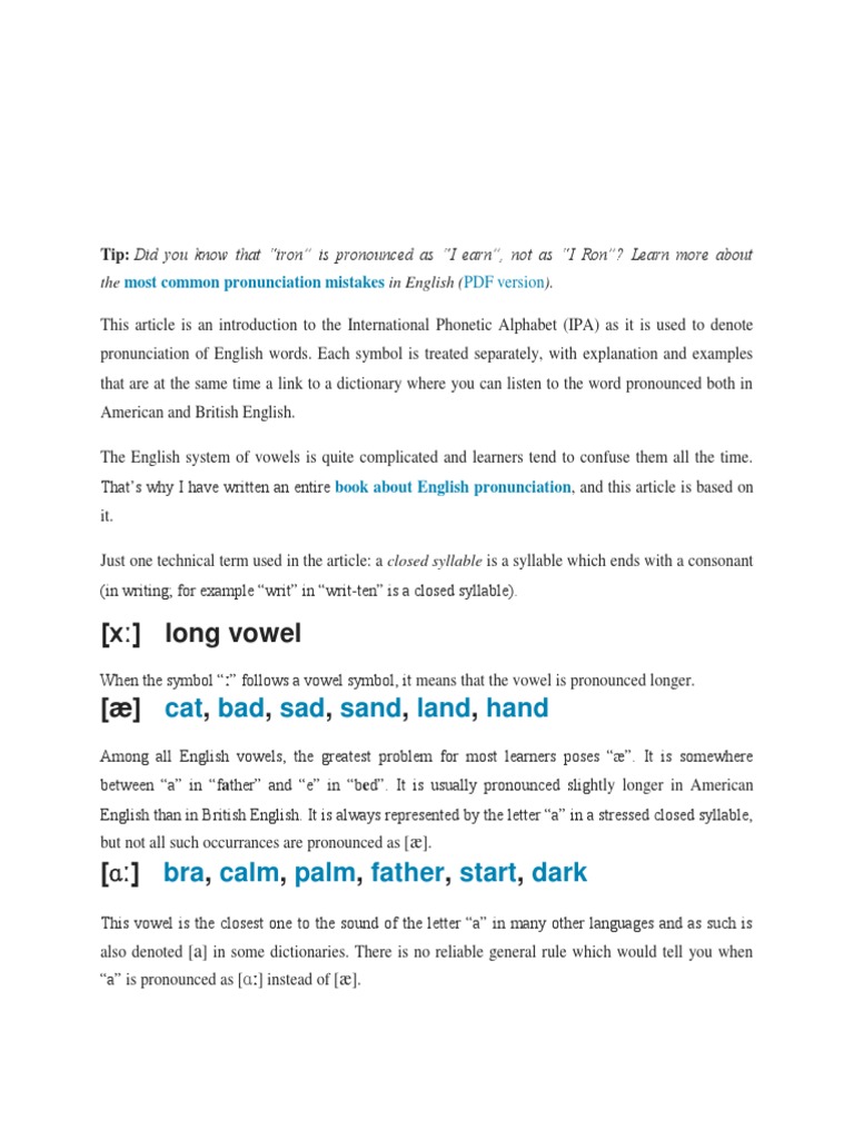 Nternational Phonetic Alphabet | PDF | English Language | Vowel