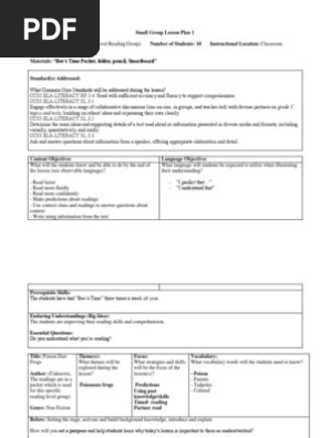 small group lesson plan 