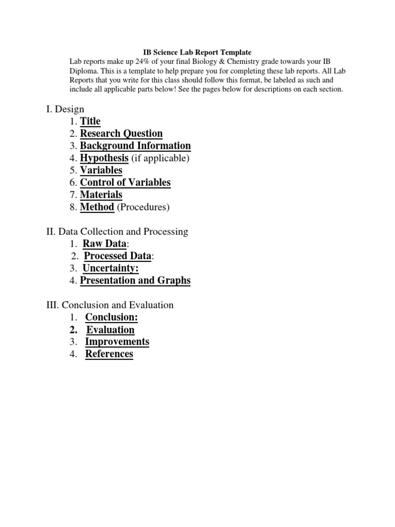 IB Biology Lab Report Template  Experiment  Accuracy And Precision