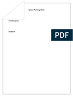 Speech Planning Sheet Template