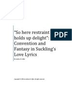 "So Here Restraint Holds Up Delight": Convention & Fantasy in Suckling's Love Lyrics