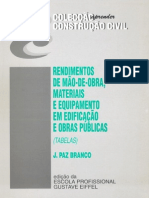 Edições Gustave Eiffel - Tabelas de Rendimento de Mão-De-obra, Materiais e Equipamento Em Edificação e Obras Públicas