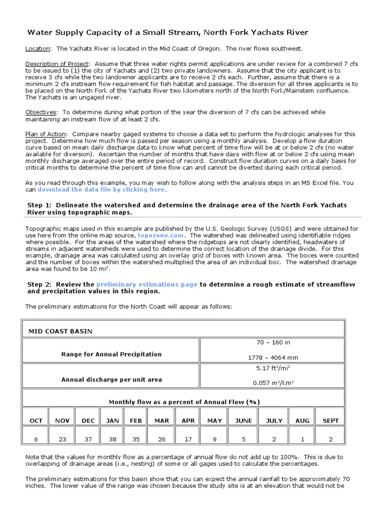Streamflow Capacity of North Fork Yachats | PDF | Drainage Basin ...