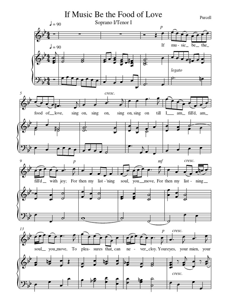 If Music Be The Food of Love Soprano I/Tenor I