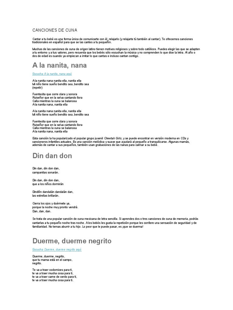 Canciones De Cuna Entretenimiento General