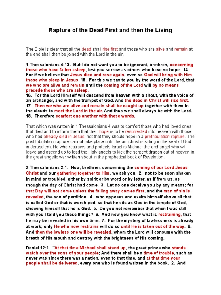 The Rapture of The Dead and The Living | PDF | Rapture | Last Judgment