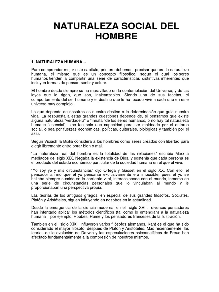 Naturaleza Social Del Hombre
