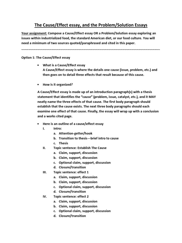 Cause/Effect & Problem/Solution Essays | PDF | Essays | Thesis