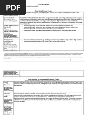 lesson plan 2 base ten blocks