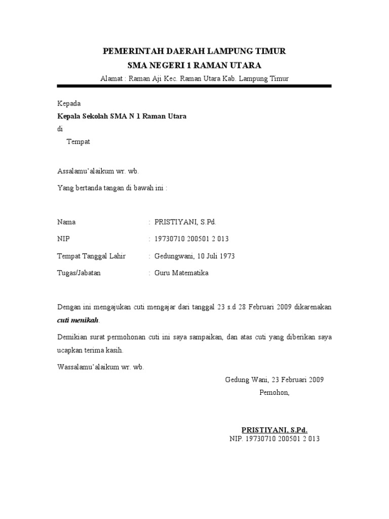 Download 75+ Contoh Surat Surat Izin Cuti Sekolah Terbaik Gratis