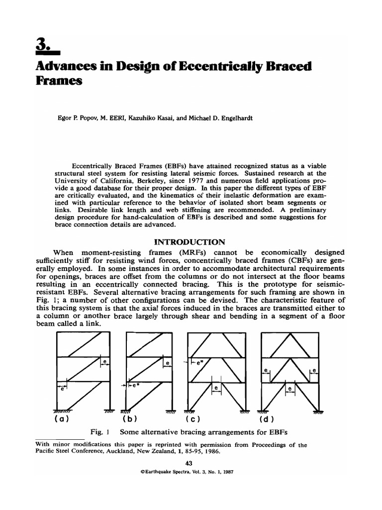 (POPOV) Advances in Design of Eccentrically Braced Frames | PDF ...