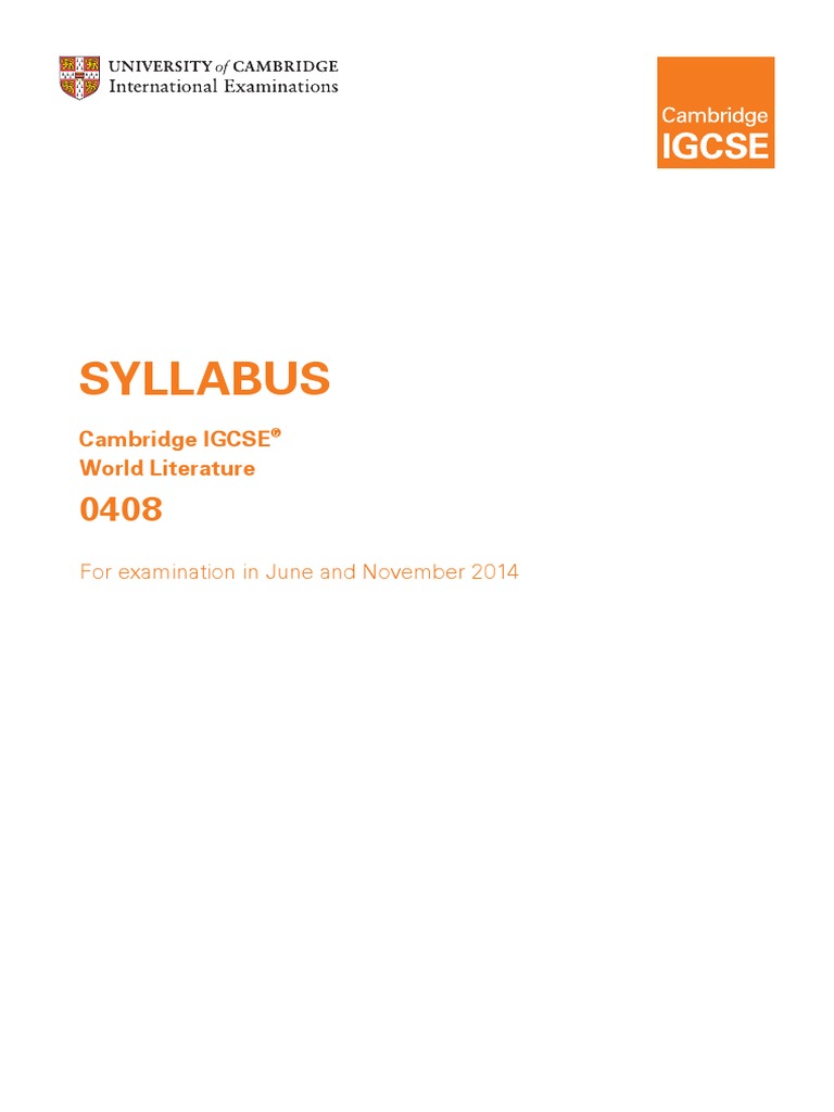 Cie igcse world literature syllabus pdf educational assessment test 