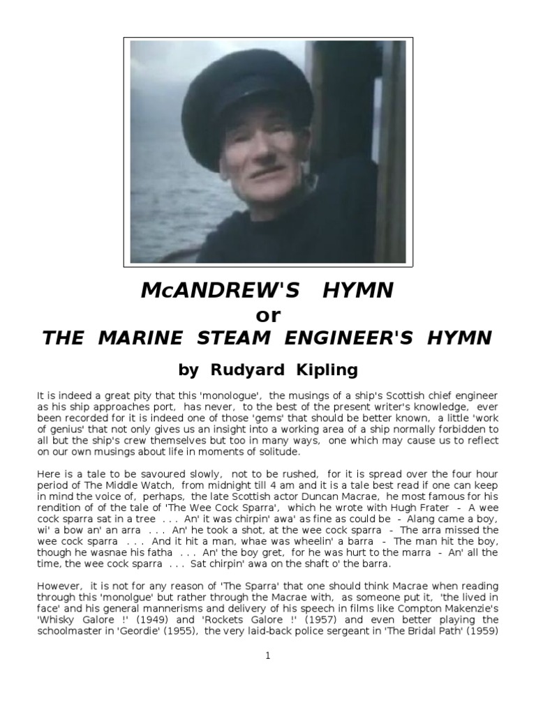 M'Andrew's Hymn The Marine Steam Engineer's Hymn Rudyard Kipling c.1893 White Star Line