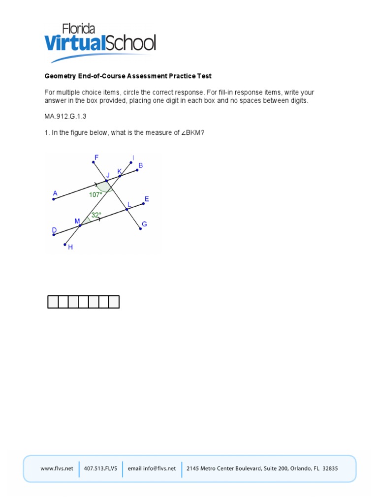 Geometry EOC Practice Test Guide | PDF | Rectangle | Triangle