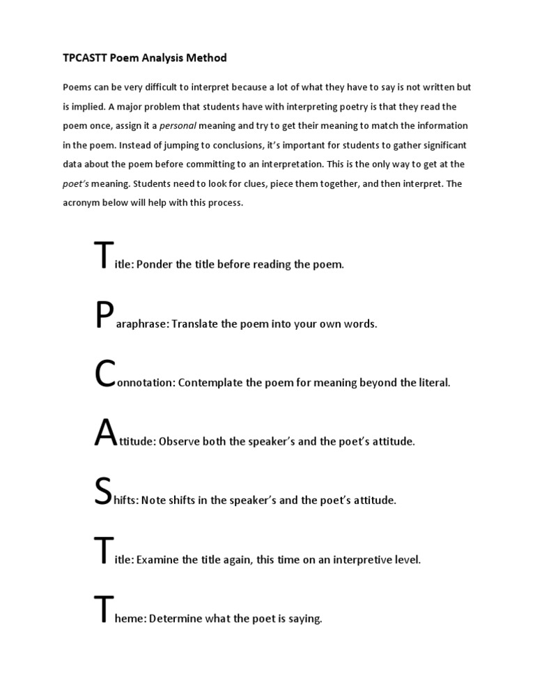 Understanding the TPCASTT Method | PDF