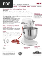 220 Volt KitchenAid 5KSM175PSERI Artisan Stand Mixer - Raspberry Ice