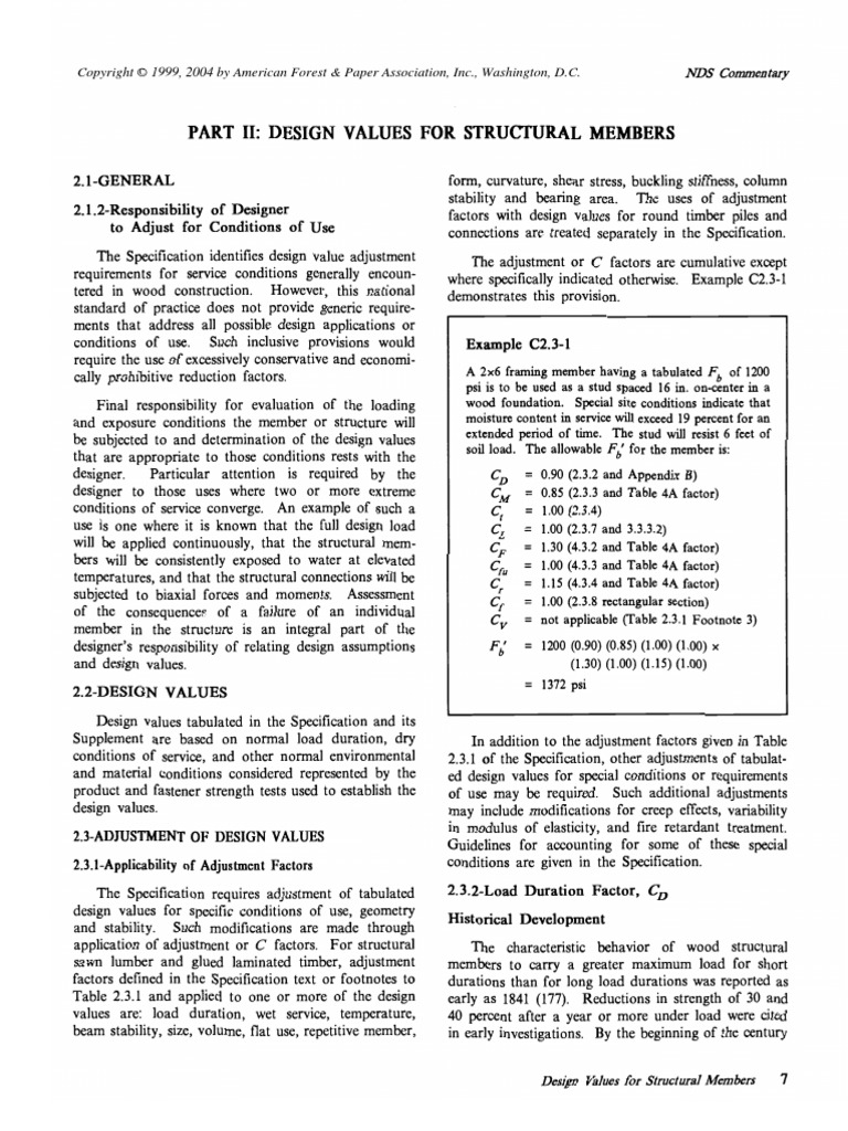 Part 11: Design Values For Structural Members | PDF | Lumber ...