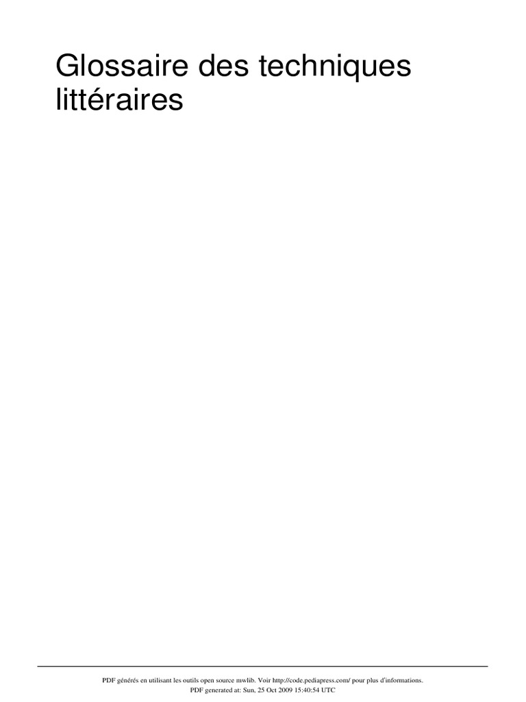 Glossaire Techniques Litteraires