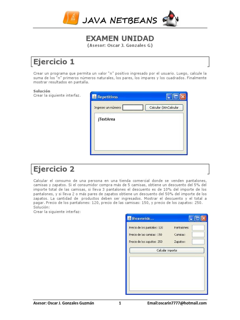 Ejercicios de Programación en Java | PDF | Java (lenguaje de ...