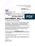 Letter Carriers National Stamp Out Hunger Food Drive, Saturday, 5-10-14