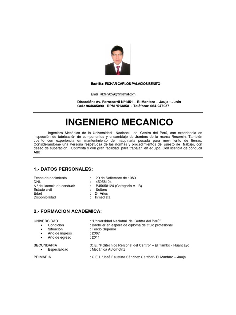 Curriculum Vitae Descriptivo PDF Per 