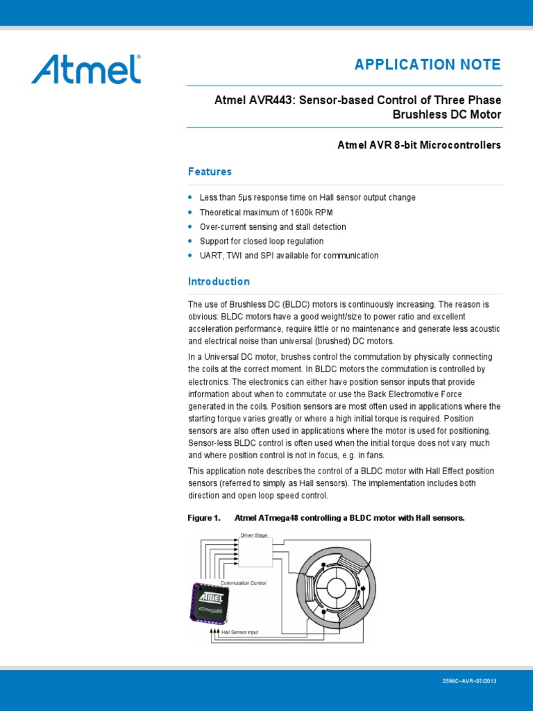 Atmel 2596 Sensor Based Control of Three Phase Brushless DC Motors ...