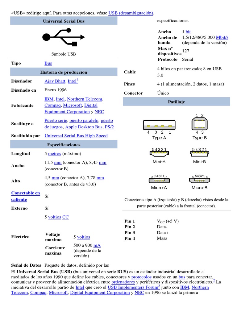 Historia y Especificaciones del USB | PDF | USB | Enrutador (Computación)